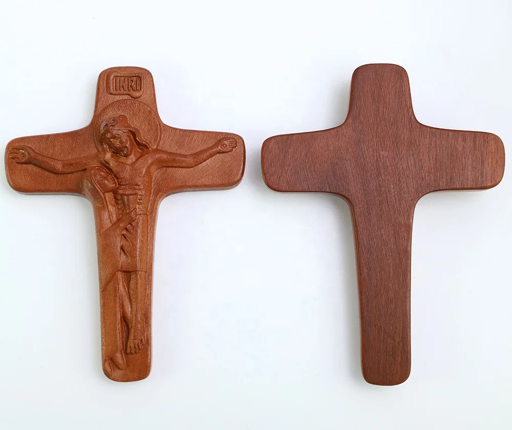 Palm-sized Wooden Maravillas Maria Sorrowful Mother Pectoral Unity Schoenstatt Mary at The Side of Jesus Crucifix Cross