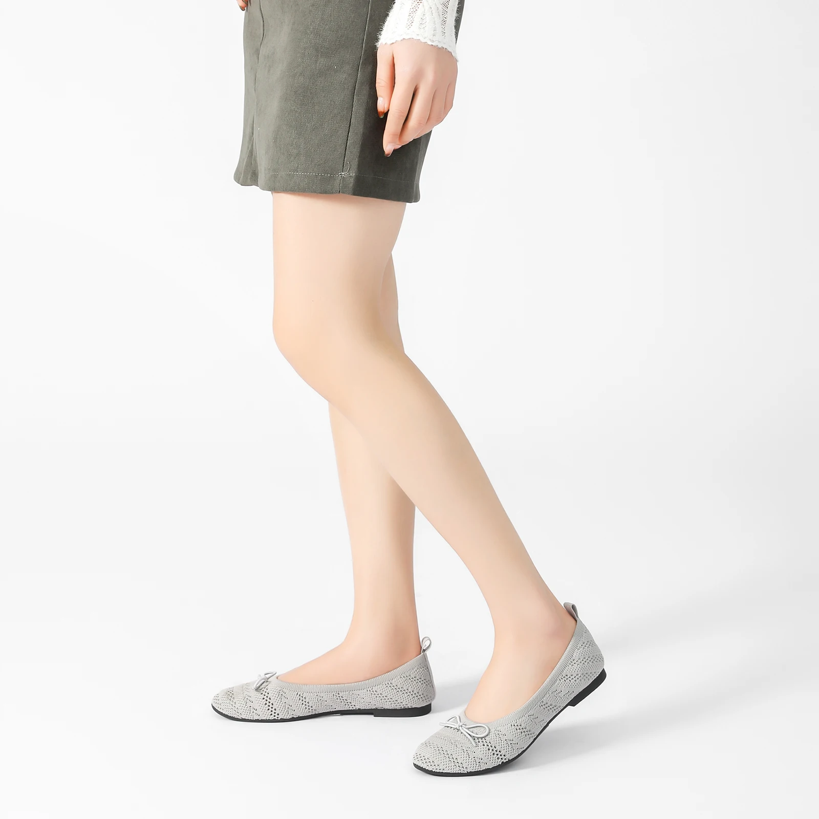 Wholesale Custom Multicolor Breathable Lightweight Comfortable Rubber Solewomen Office Shoes Knit Flats Shoes Ladies