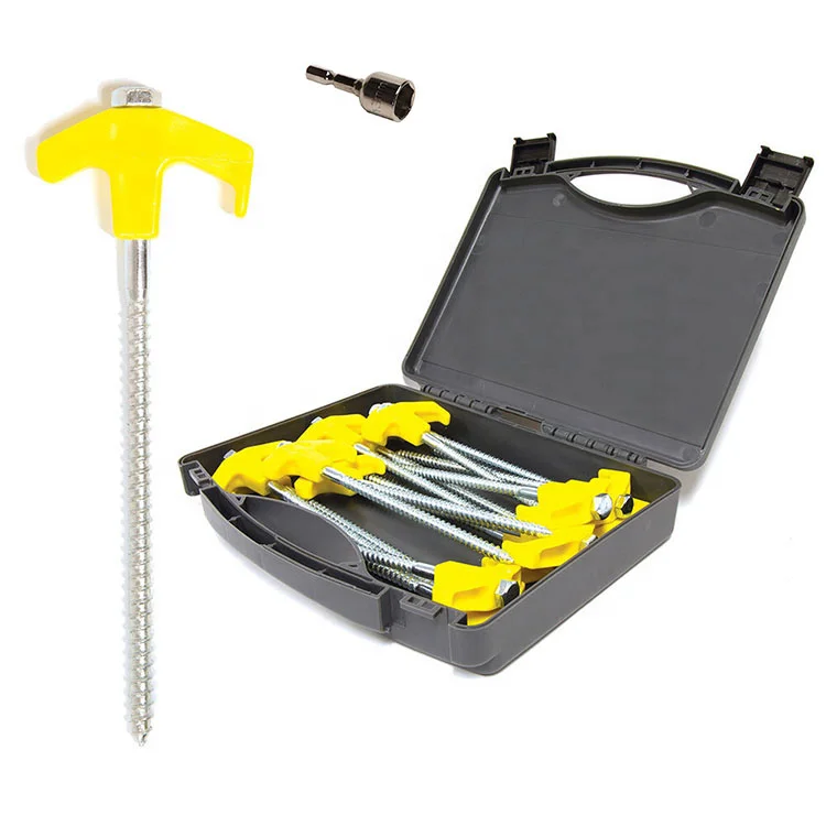 17PCS Outdoor Power Screw in Tent Peg with Plastic Case Hex drill bit , Top Gear Tent Stake Other Camping Accessories