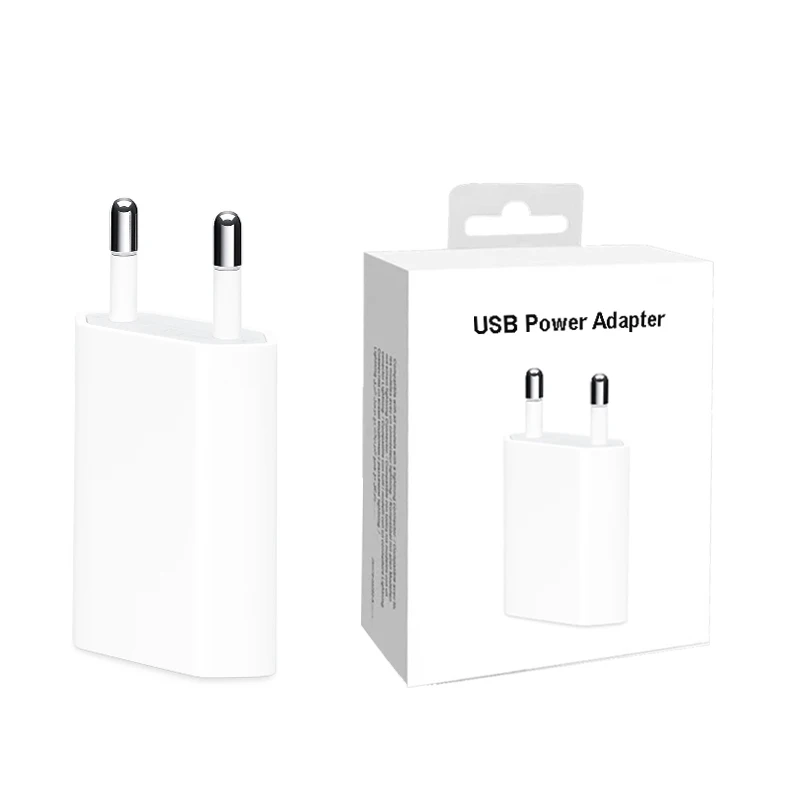Factory Wholesale USB Adapter 5V 1A  EU Plug Wall USB Charger 5W for iPhone Phone Charger