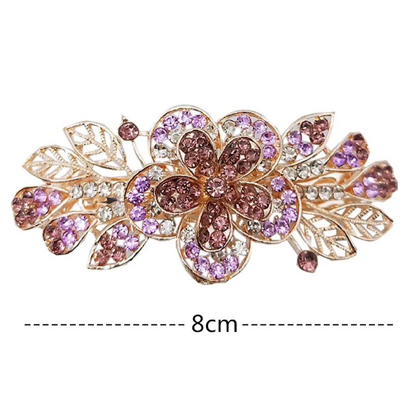 BELLEGIRL new design custom packaging hair accessories wholesale Korean women alloy rhinestone Gold plated bow spring hair clip