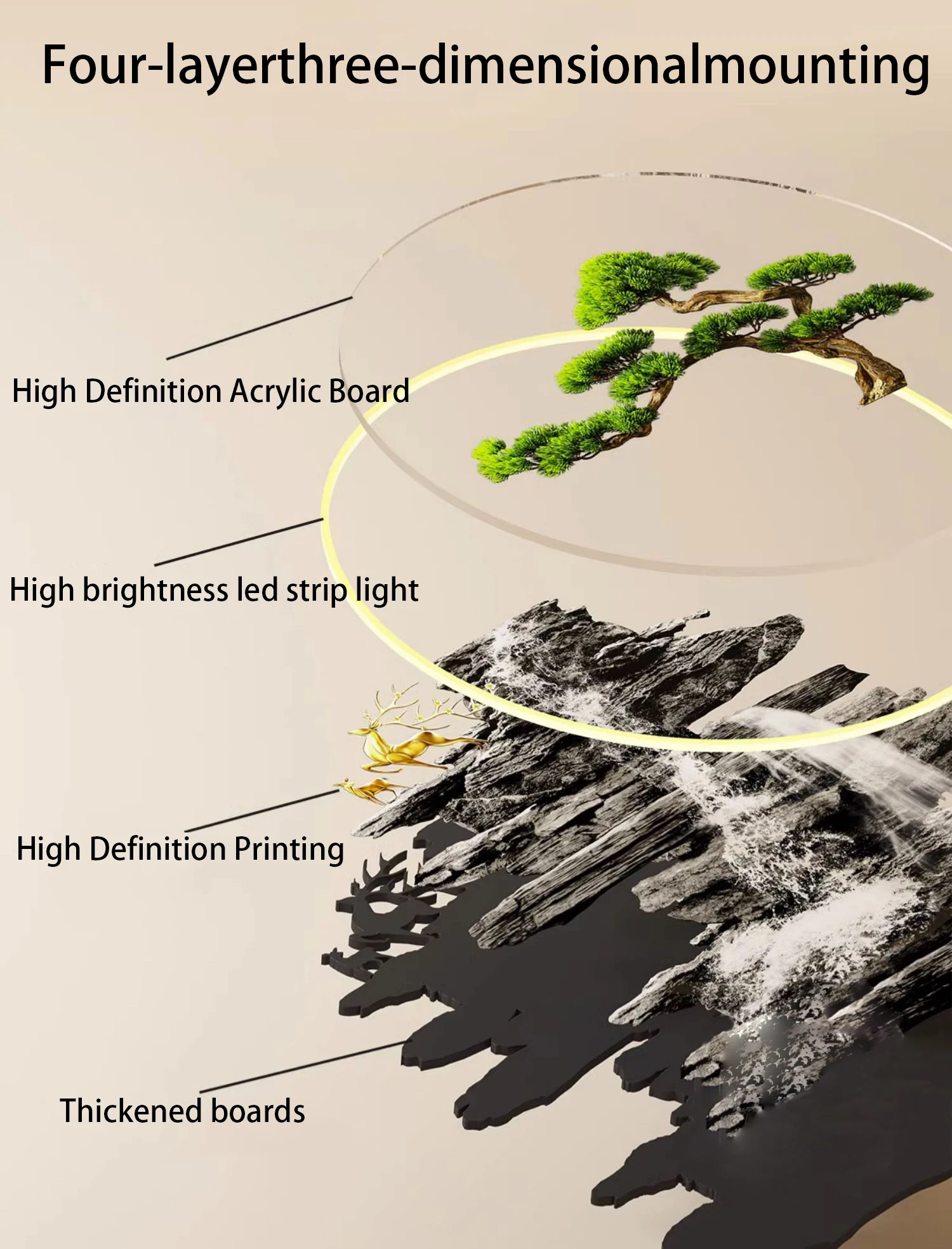 Elk Entryway Decorative Painting Modern Light Luxury Premium Feeling led with Light Corridor Fantasy Aisle Wall Art