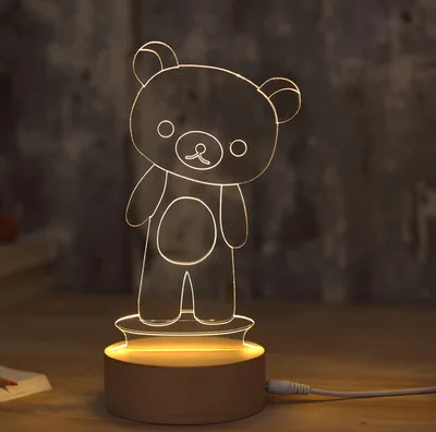 Creative wooden pedestal 3D LED lights /LED table lamp/desk lamp