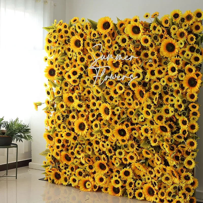 Custom romantic wedding decoration 3D silk artificial pink cloth back flower wall backdrop