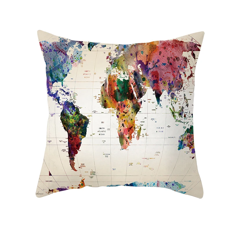 
The world map Print Colorful Pattern Pillow Cases Home Decorative Throw Pillow Cases Cushion Cover 18 x 18 inches 