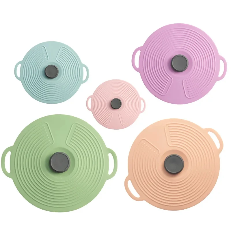 Custom Reusable Heat Resistant Microwave Food Splatter Cover Bowl Silicone Lid with Suction Covers for Pots