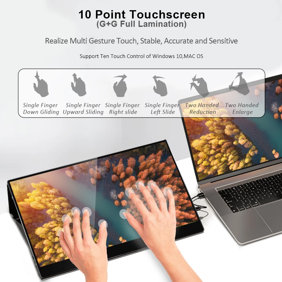 SIBOLAN 600 Яркость 100% цветной охват 15 6 дюймов uhd 4k портативный монитор type-c с чехлом-подставкой сенсорный экран