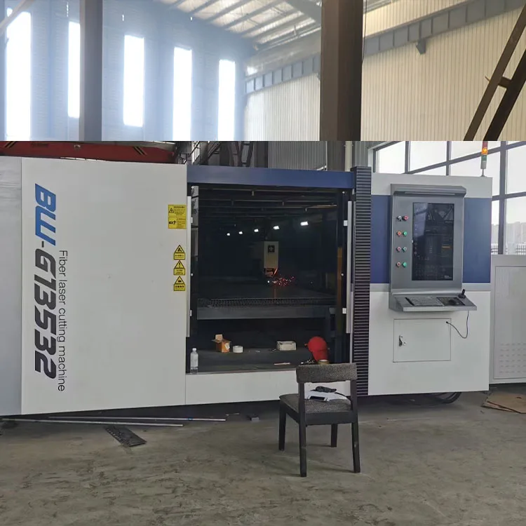 High Power Industrial Machinery Equipment 12kw 6020 1313 Fiber Laser Cutting Machine With Full Cover