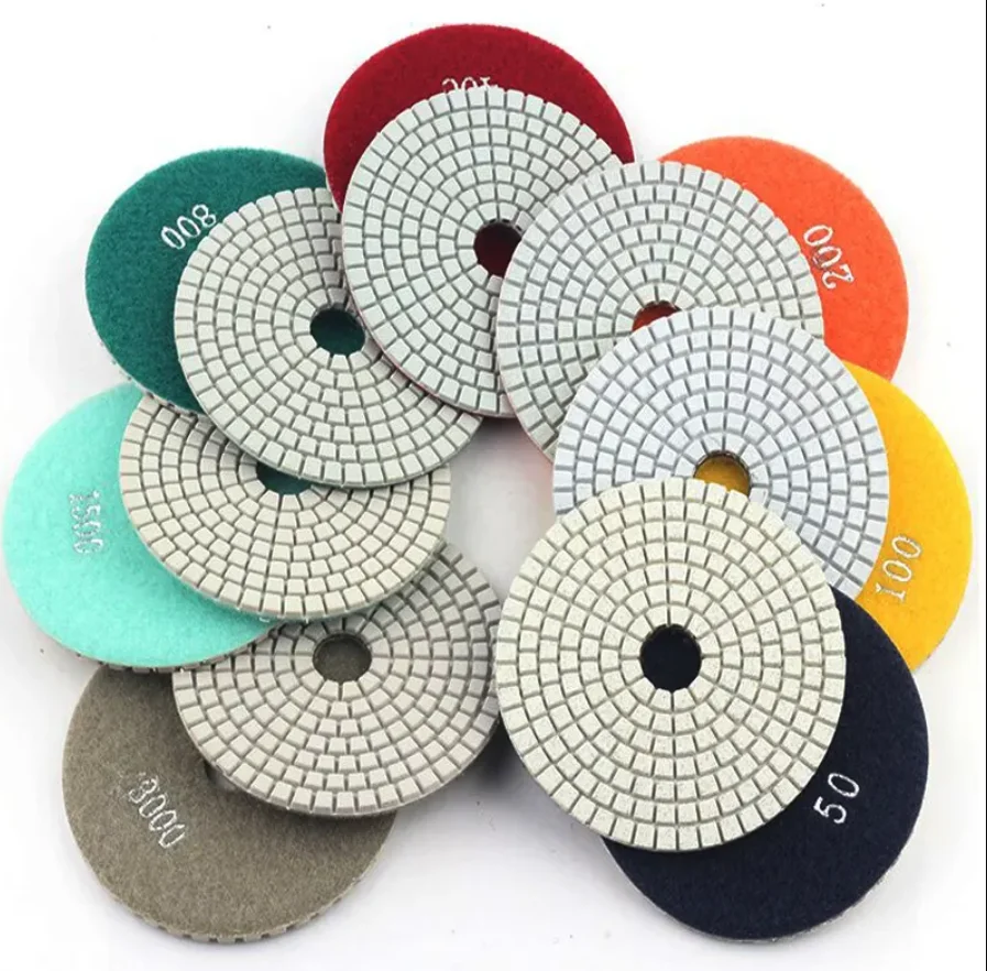 3 step 4Inch 100mm Flexible Diamond Polishing Pads for Marble Granite Stone Porcelain Tile Ceramic Quartz