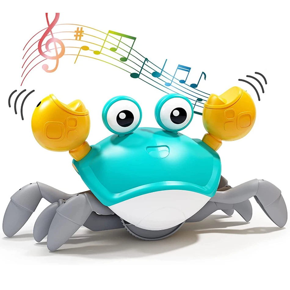 Crawling crab baby toy with music and LED lights will automatically avoid obstacles sensing escape Crawling crab toy baby gift