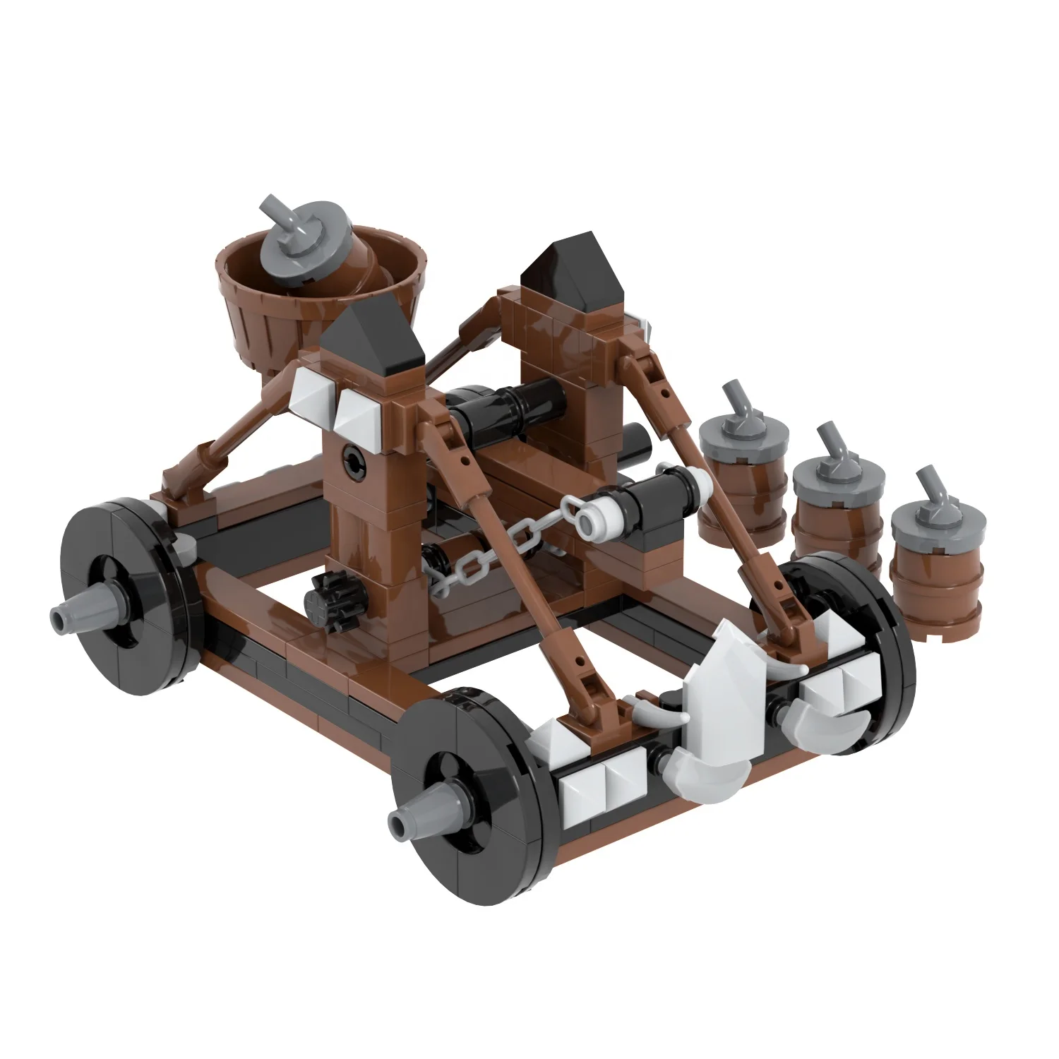 188Pcs Building Block MOC5067 WW2 set An Explosive Barrel Catapult Armament Depot Atrack rmsn for Military Project