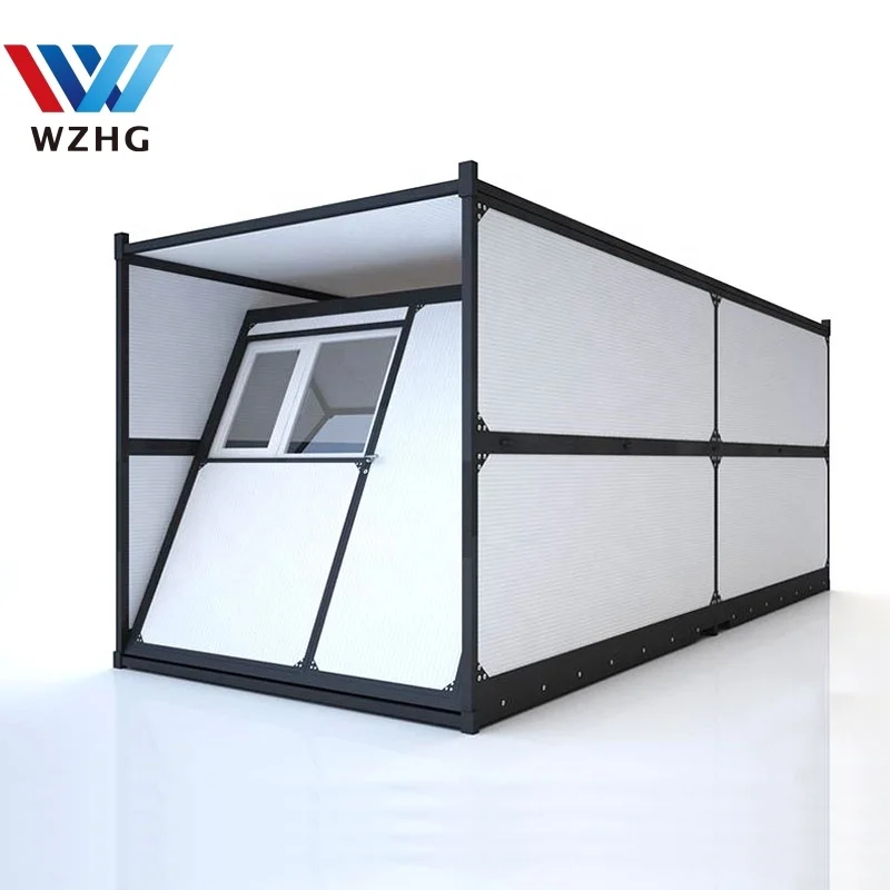 Prefabricated container collapsible folding houses come with septic hook up insulation heating electric ships from wzh
