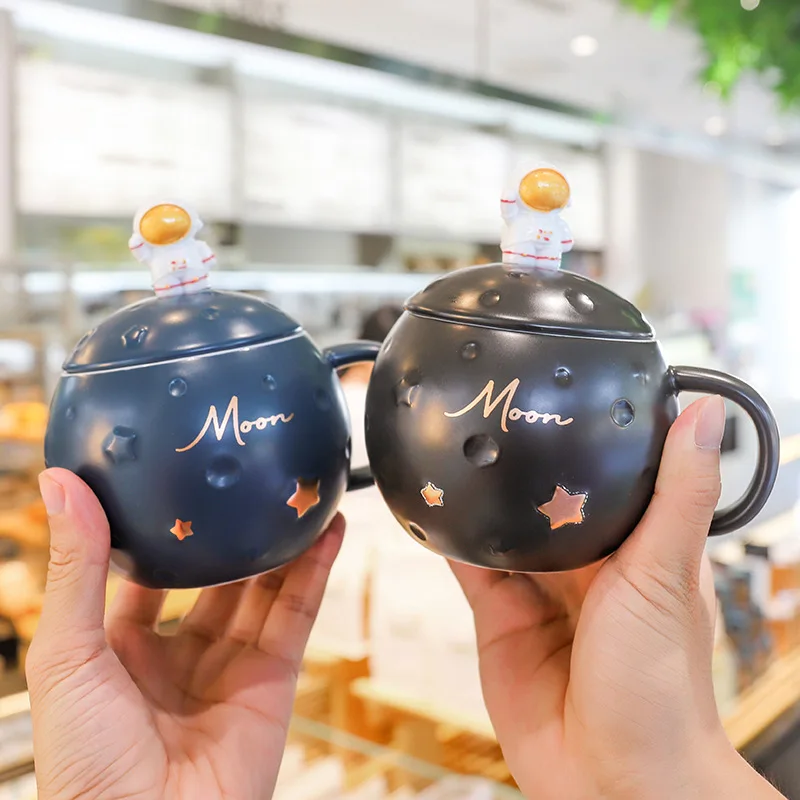 SYL OEM Creative Astronaut Moon Pot Belly Cup porcelain coffee cup Home Office Gift Mug tea cups ceramics porcelain