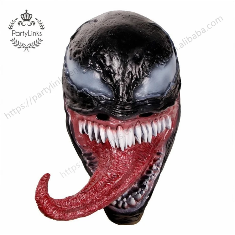 Cosmask Venom Mask Halloween Dark Cosplay Superhero Venom Long Tongue Latex Horror Mask Halloween
