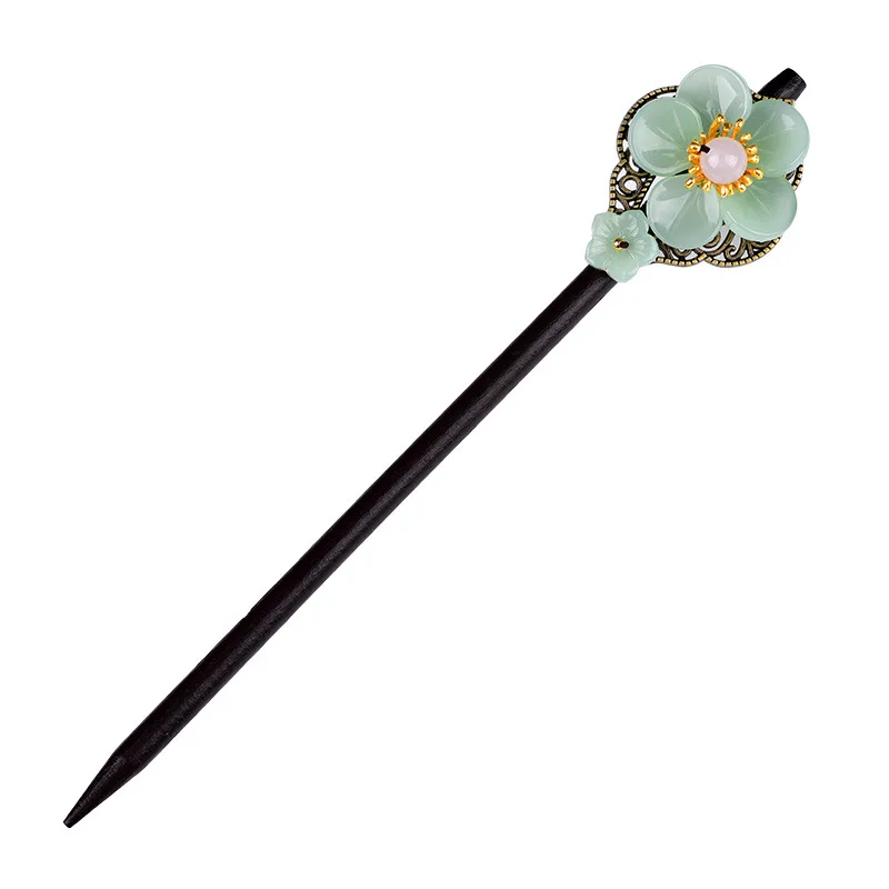 Wholesale Glazed Flower Antique Chinese Style Hairpin Wooden Hairpin Headdress Ancient Han Suit Qipao Jewelry Daily Accessories