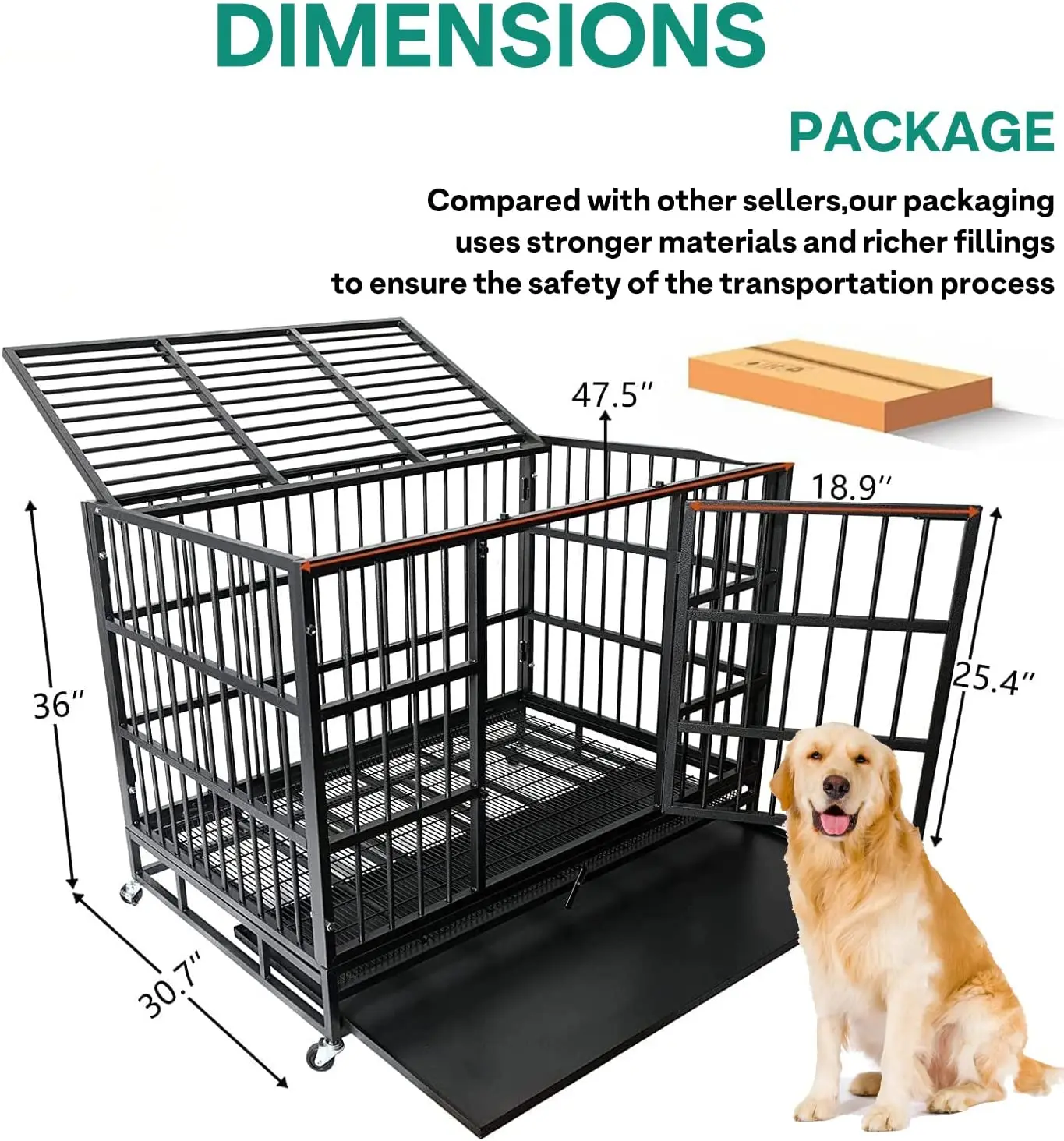 Heavy Duty Large Dogs Cage High Strength Steel  Easy to Install Dog Crate Pet Dog Kennel