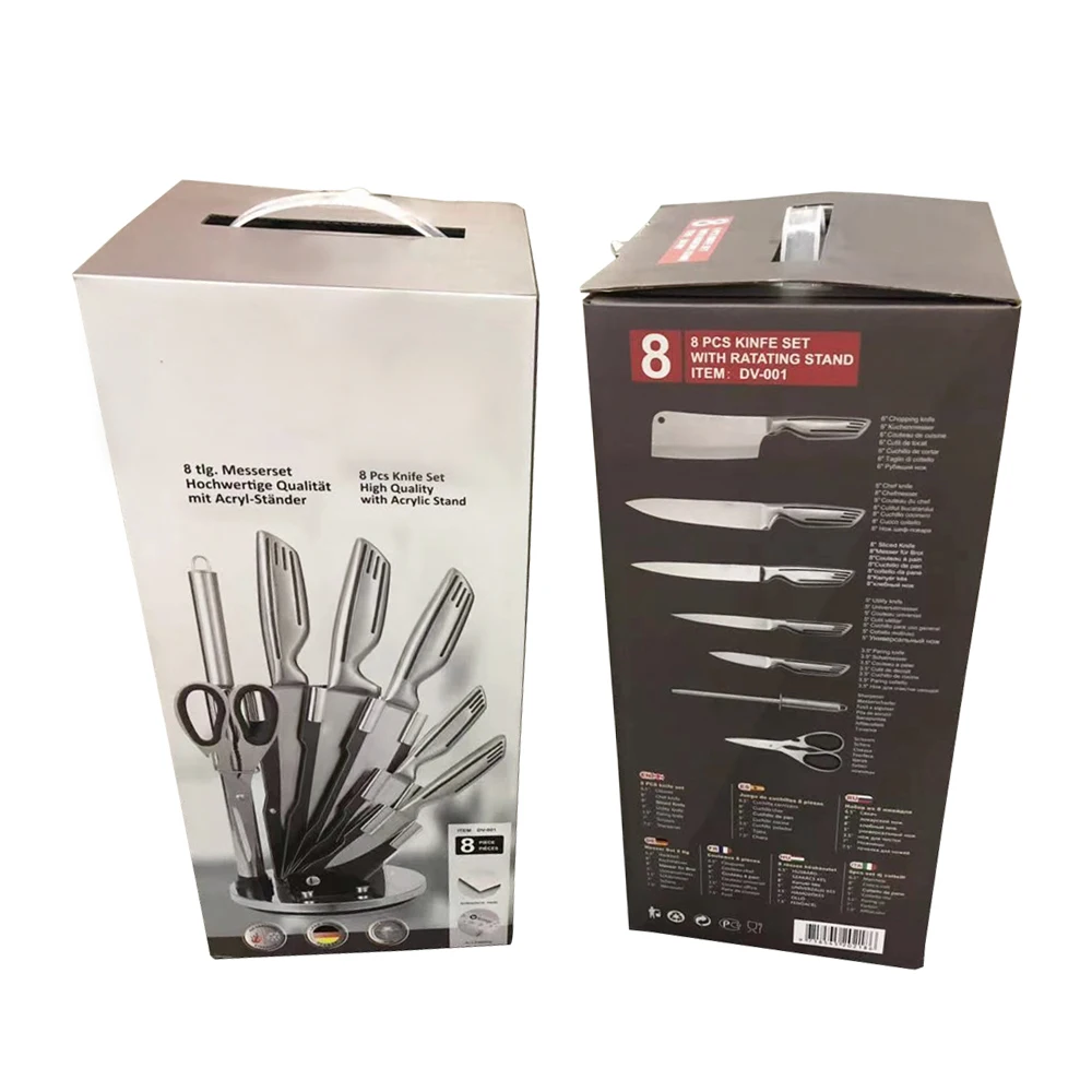  Изготовленный на заказ логотип 7pcs антипригарный кухонный инструмент кастрюля для готовки из нержавеющей стали нож шеф-повара набор с