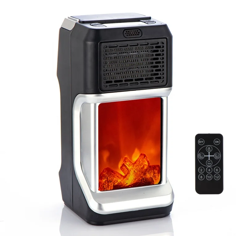 400W Electric Fireplace Air Warmer Flame Heater Portable Wall-Mounted PTC Fan Heater Remote Control Room Simulation Fire Heater