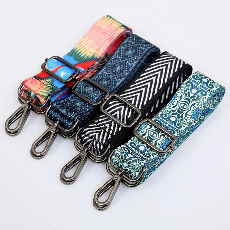 Adjustable 3.8*140 Cm Cotton Cross body Handbag Belt Width 80-140 Cm Bag Shoulder Strap With Silver/Gold Buckle