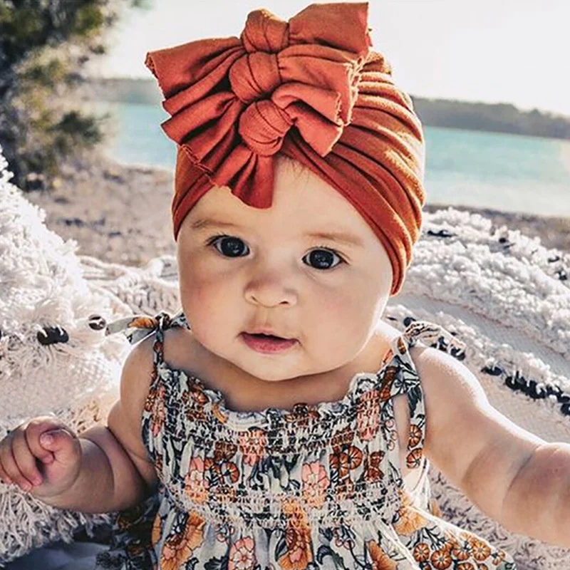 WD-A509  Nursery Hospital Turban Hat Cap Beanie Bonnet with Bowknot for Baby Girls Toddlers Newborns Infants
