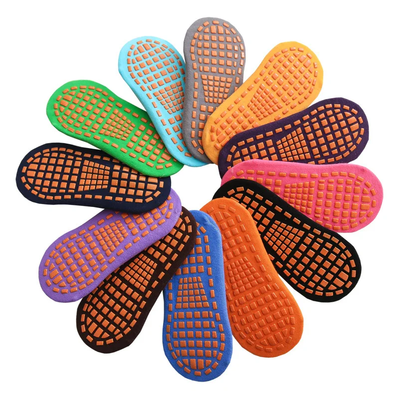 High Quality Non Slip Silicon Sole Yoga Socks Kids Trampoline Bounce Polyester Grip Sock