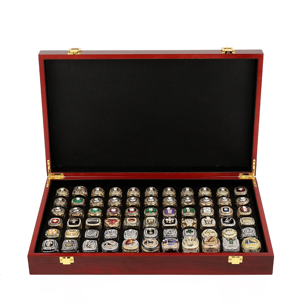 New 1957-2022 Basketball Championship Rings Hip Hop Jewelry Mens 66 Pieces Chunky Knuckle Ring Set With Wooden Box