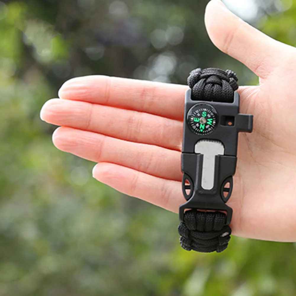 Outdoor Emergency  Bracelet Buckle Whistle Survival Bracelet flint for Camping Hiking Survival Bracelet