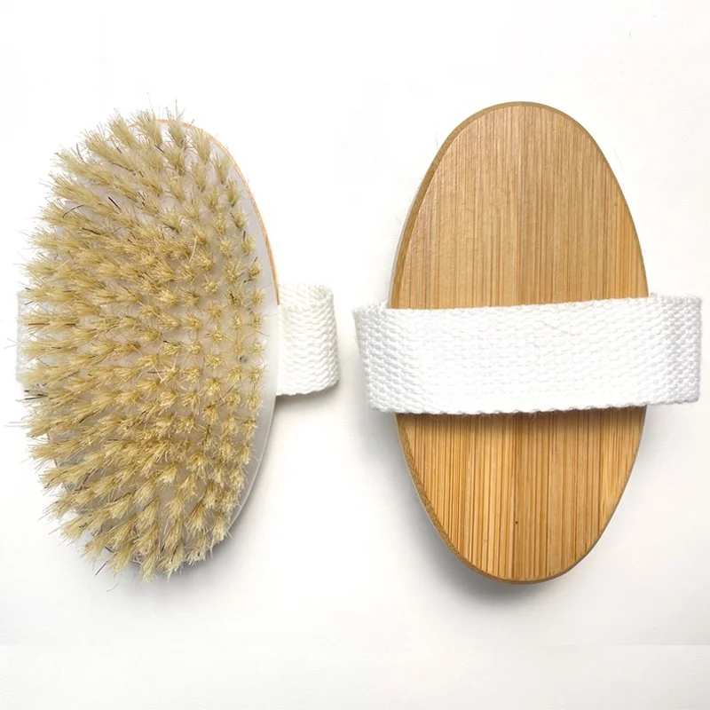 Bamboo Sisal Bristle Bath Brush For Skin Cleaning Wholesale Sisal Bristles Natural Bamboo Dry Skin Body Brush