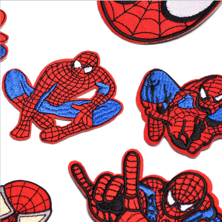 Лидер продаж, вышитые нашивки с мультяшным рисунком Человека-паука с термоклейкой подкладкой