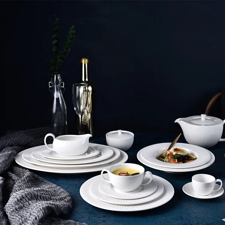 PITO Factory Direct Selling Oval Serving Plate White Oval Ceramic Catering Dinnerware Plate Tableware Ceramic Plates Sets White