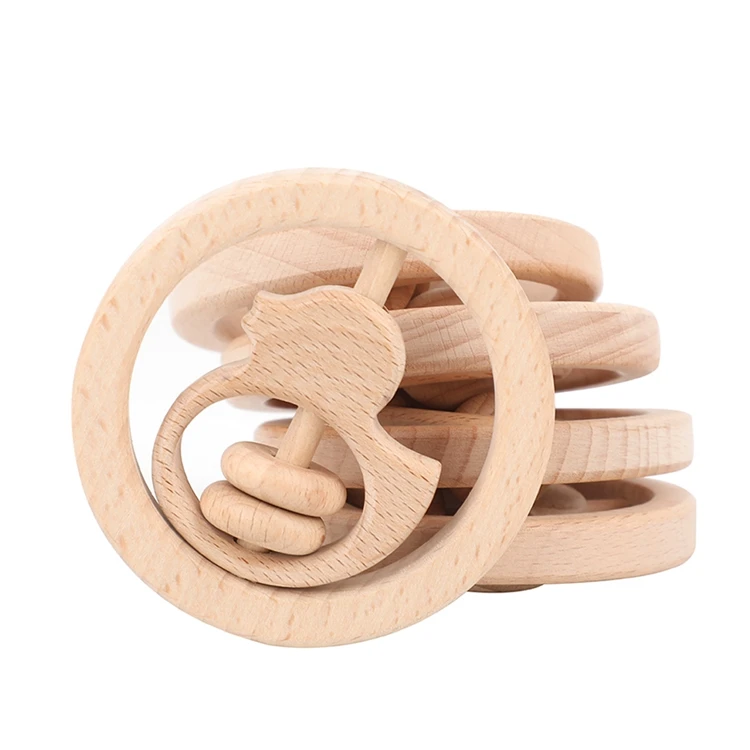 Индивидуальная деревянная молярная игрушка в форме животного, детская погремушка на утином пуху