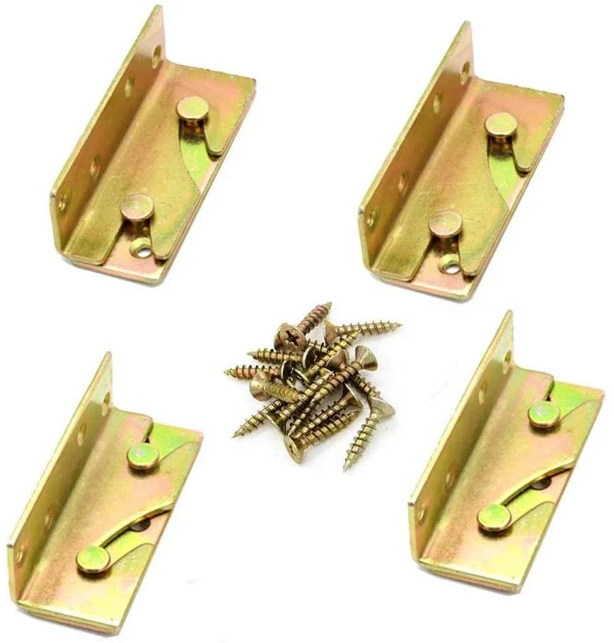 Bed Rail Brackets Heavy Duty No-Mortise Bed Rail Fittings Wooden Bed Frame Connectors with Screws for Headboards Footboards