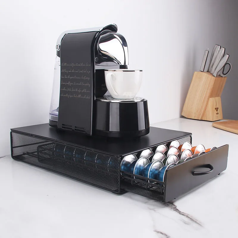 Wholesale Custom Metal Organizer Coffee Pod Storage Drawer Coffee Capsule Holder