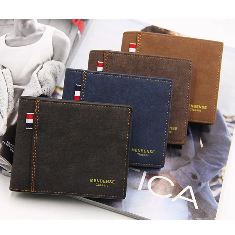 Hot selling PU Leather Wallet Men Simple Casual Short customized logo Male Wallet Small Clutch Purse