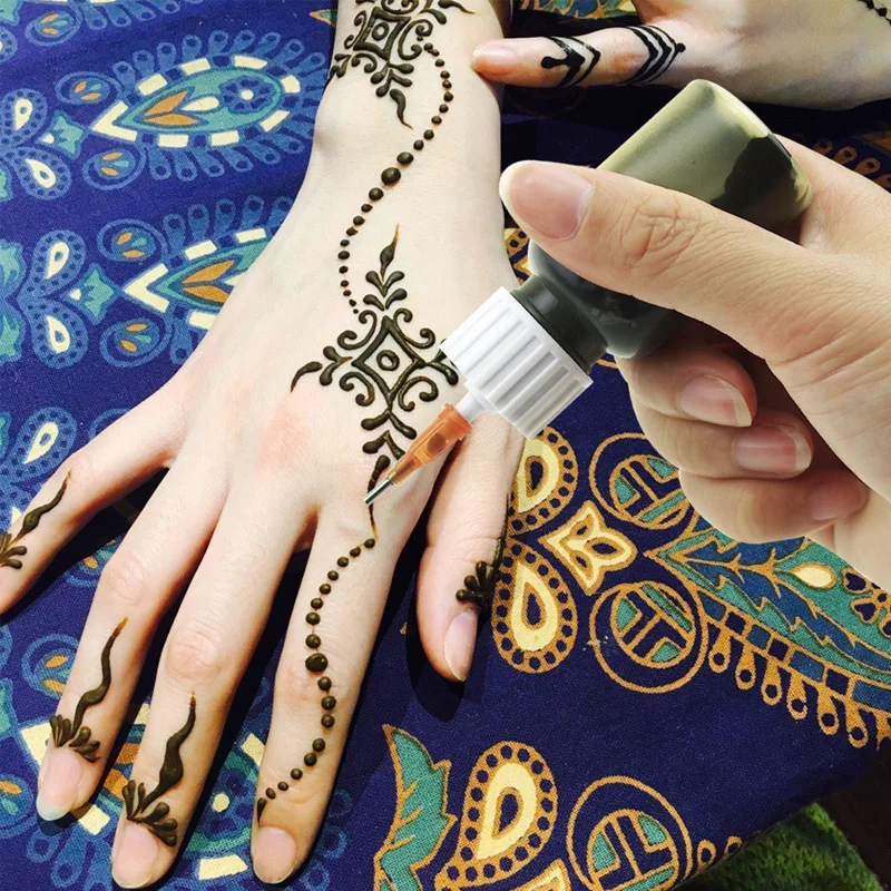 2 Bottles with 16pcs Bottle Tips Henna Tattoo Body Art Bottles Squeeze Art Supply Tattoo Accessories