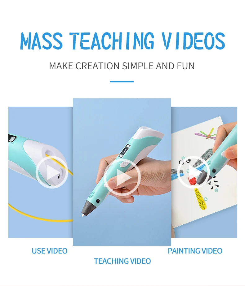 3D Pen for Children 3D Drawing Printing Pen with LCD Screen Compatible PLA Filament for Gift