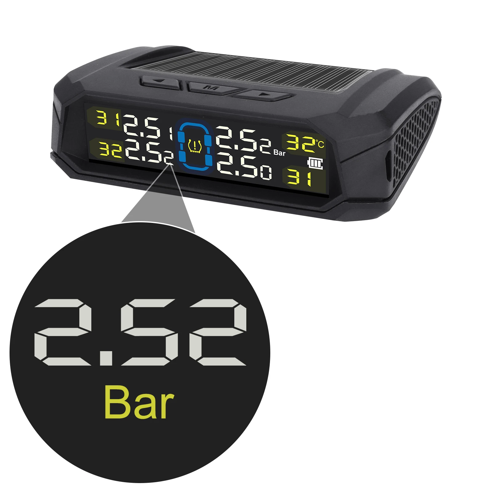 Solar Power TPMS External Sensor Universal Tyre Digital LCD Display Tire Pressure Monitoring System For MPV Off-road Van