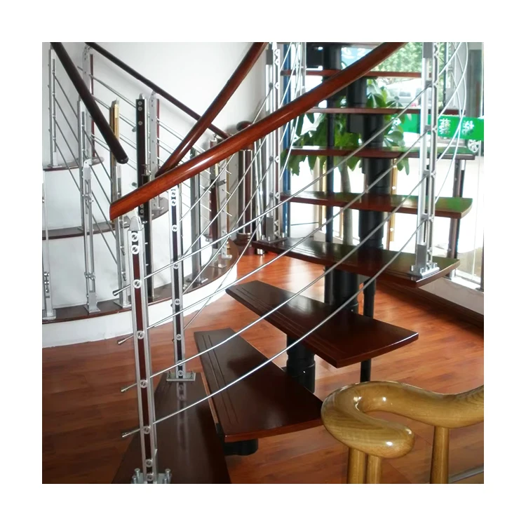 High Quality and Cheap Carbon Steel Single Stringer Arc Stairs With Wood Steps