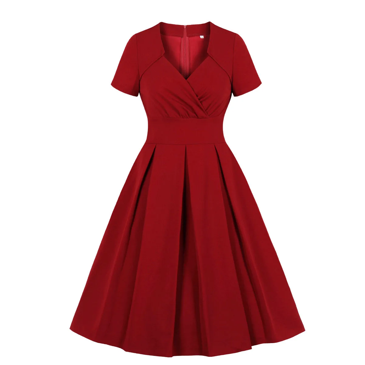 Elegant Party Red Dress VD2239 2021 Autumn New A Line V Neck Women 50s Vintage Dresses