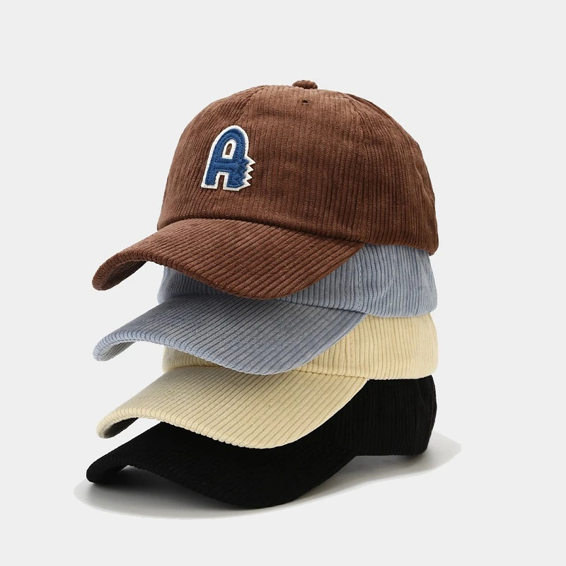 A Letter Baseball Cap Female Korean Casual Corduroy Cap Male Sun Visor Sunscreen Custom Branded Corduroy Baseball Caps