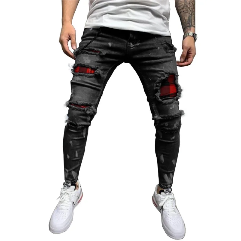 Wholesale China Factory Made High Quality Skinny Stretch Jeans Popular Ripped Denim Jeans Pants for Men