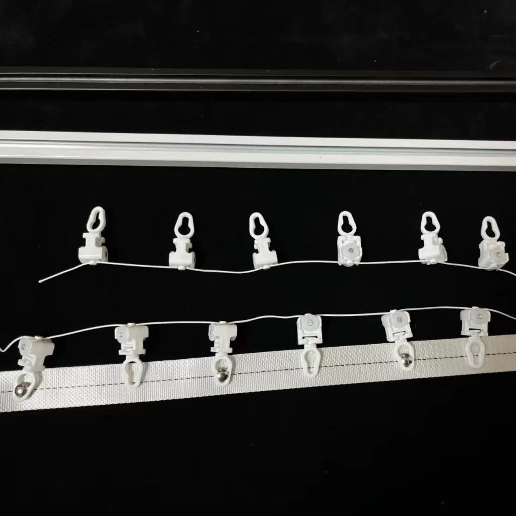 Ripple Fold Curtain Mute Wheel Rollers Hook Ball Pulley Windows Shower Curtain Glider Hooks Track Rail Runner