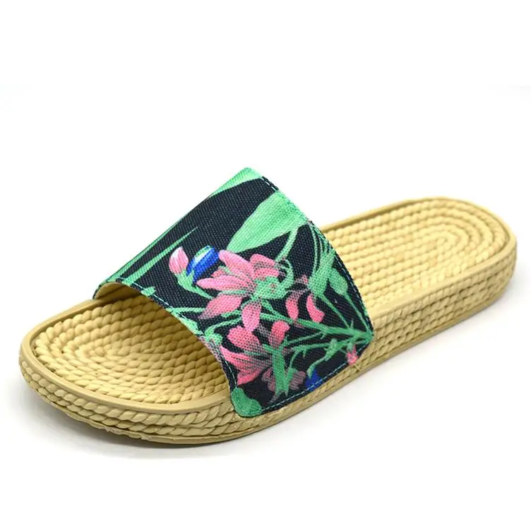 Top brand fashion women wedge slippers with flower