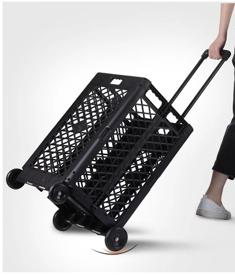Environmentally friendly PP material foldable and portable shopping cart Spin wheel Small trailer