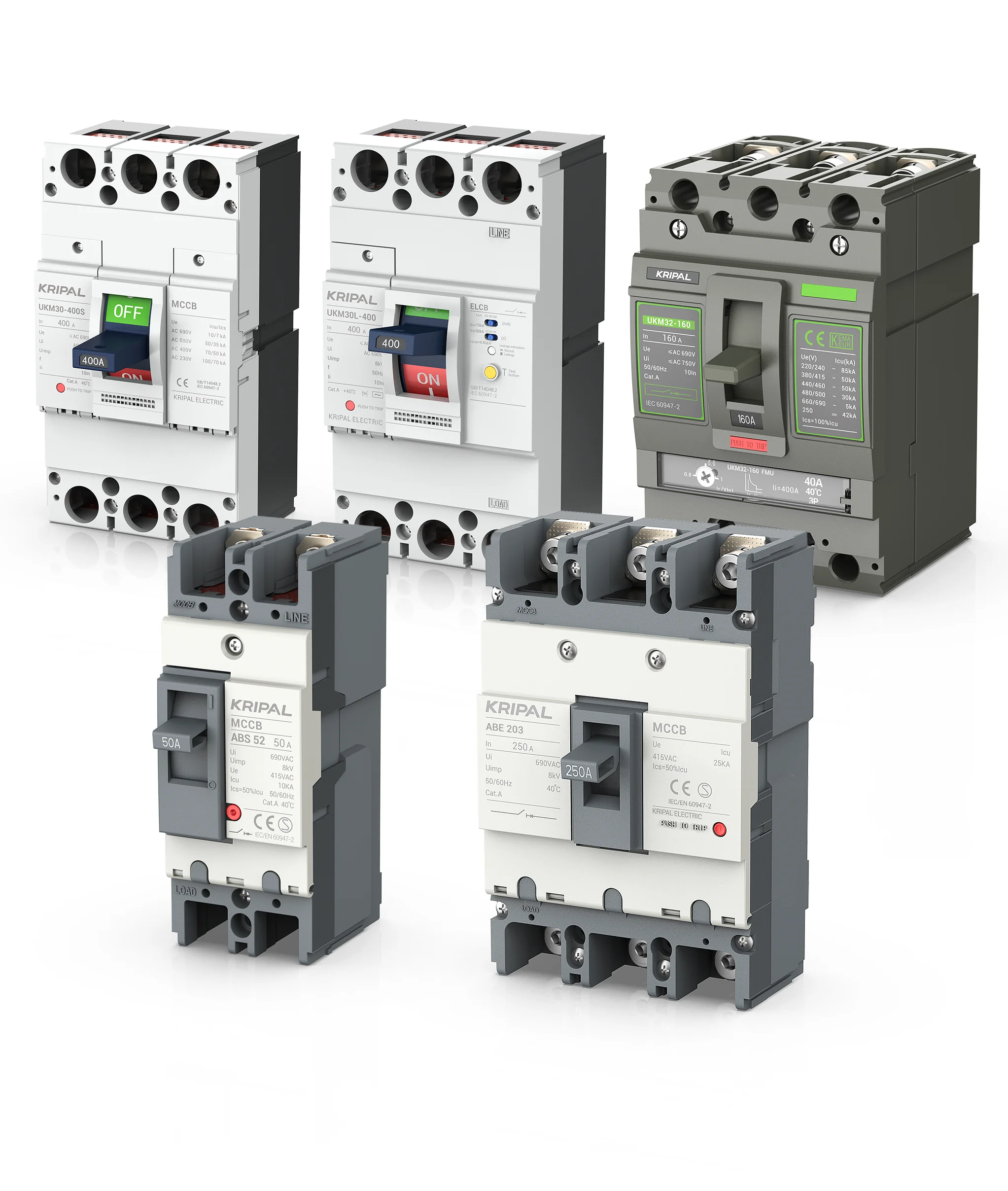 MCCB Manufacturer KRIPAL 2P 40A molded case circuit breaker AC ABS MCCB 40amps Dual Pole air circuit breaker BOX for power panel