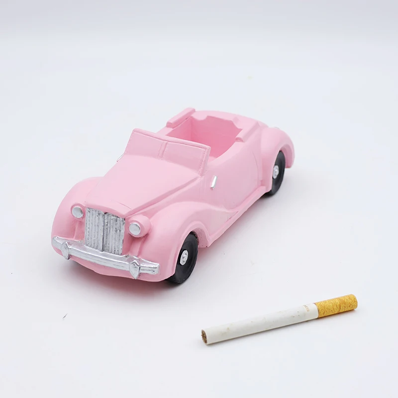 Custom pink resin open top classic car ashtray wholesale unique smoking accessories home bar decoration cigar ash trays logo