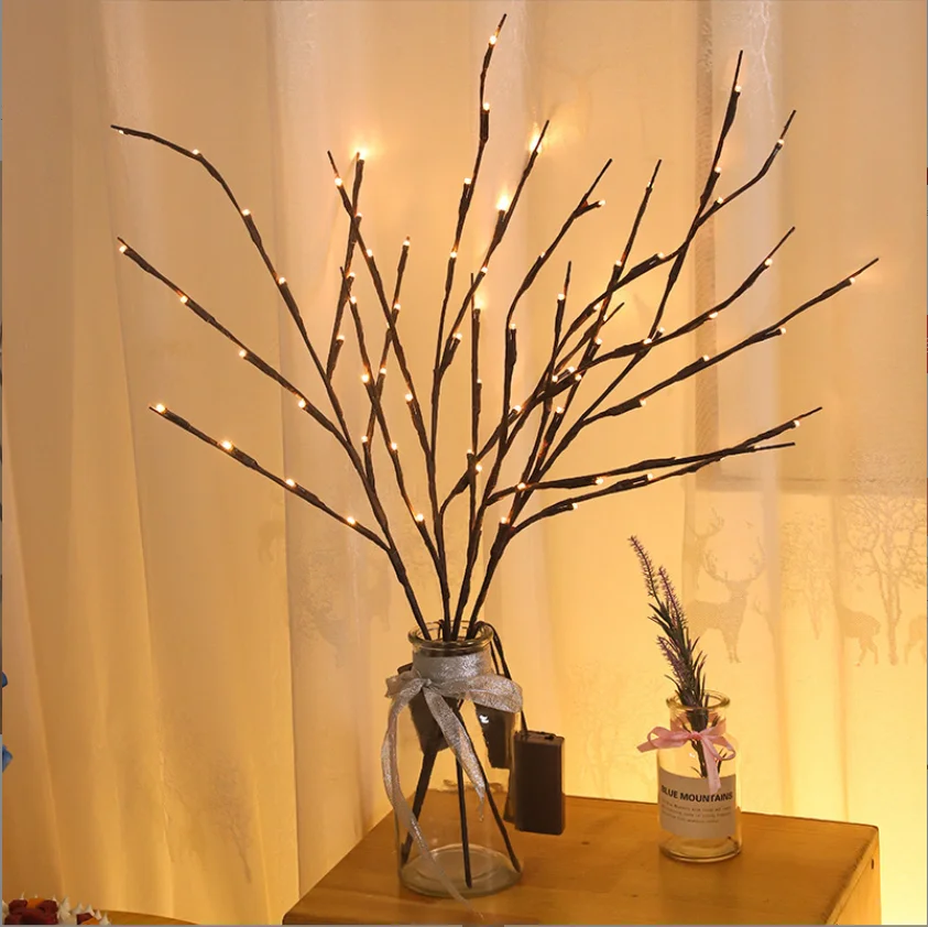 DIY Willow Twig Artificial Tree With 20 Led Lights 30' Warm White Battery Operated Led Branch Light For Vase Room Christmas