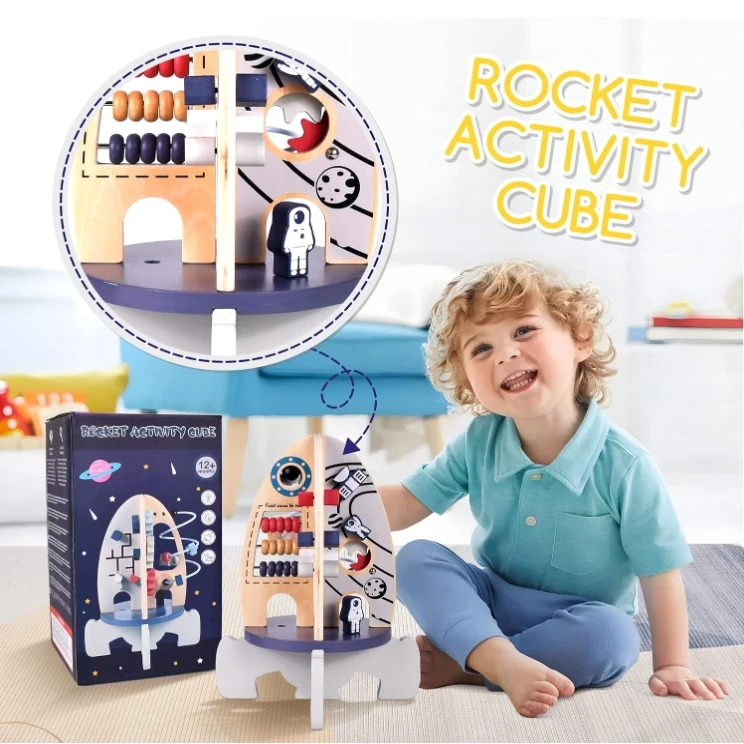 Wooden Montessori Busy Board for Toddlers Fine Sensory Activity Motor Skills Educational Toys Travel Toys for Kids & Toddlers