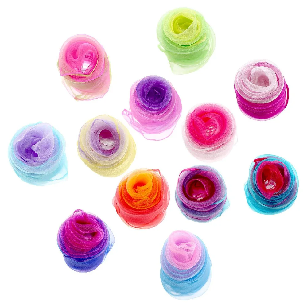 Square Dance Scarves Juggling Scarf Props Magic Silky Scarves Dressing Accessories & Decorations ( Multicolored)