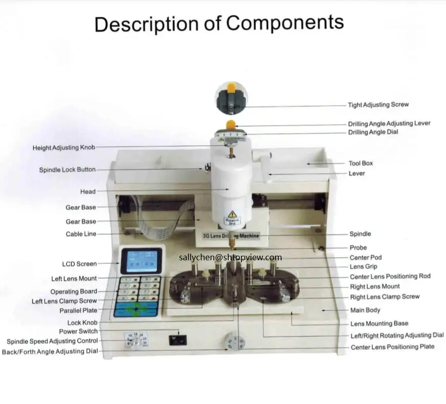 NH-3GS Optician Automatic Digital Drilling Machine rimless drilling machine for glasses shop